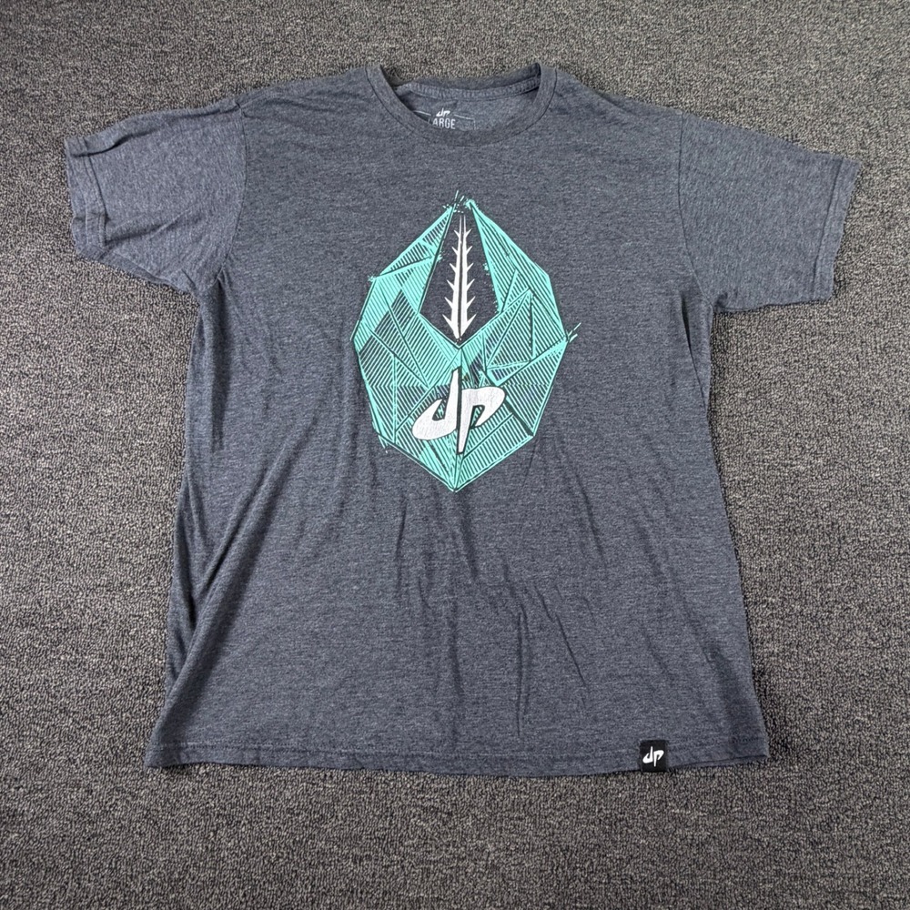 Dude Perfect T-Shirt Mens Large Graphic Logo Gray Teal EUC